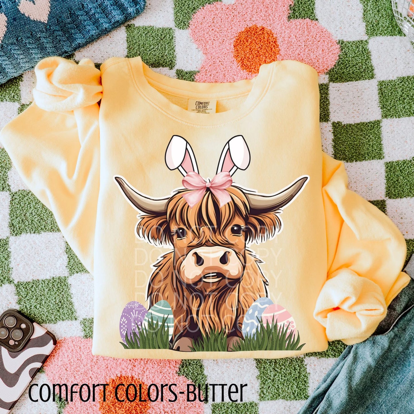 Happy Easter Highland Cow Bunny