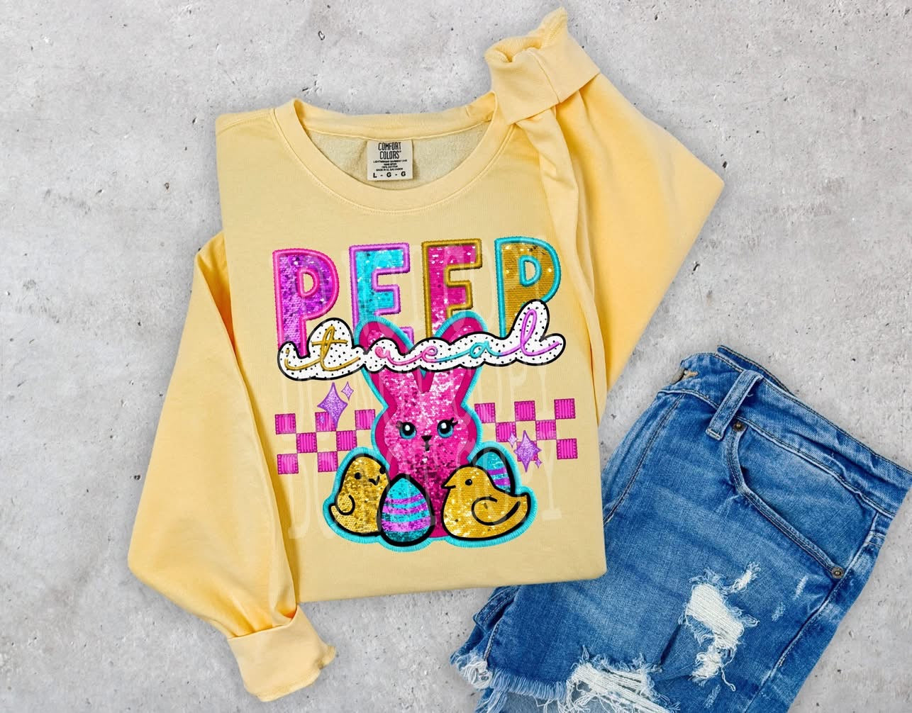 Peep Squad with Pink Peep Faux Embroidery