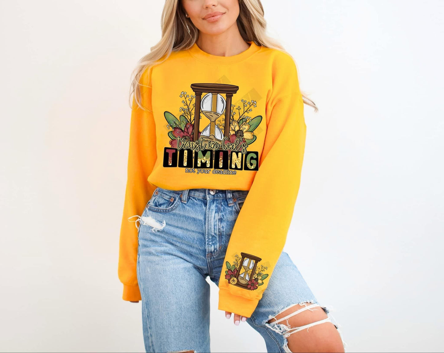 Trust In GOD's Timing- Not Your Deadline With Sleeve