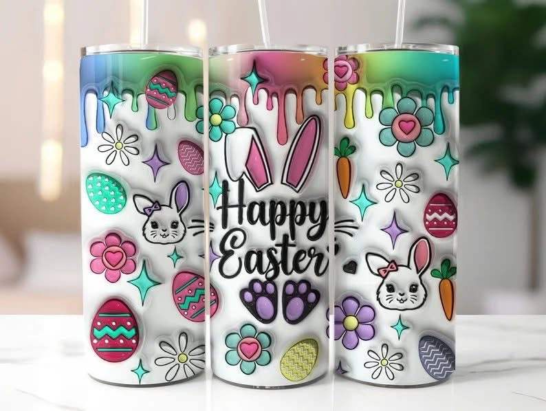 Happy Easter With Bunny Sublimation Tumbler
