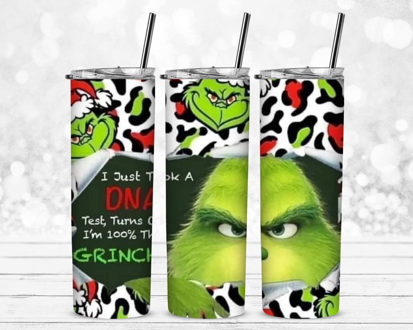 Just Took A DNA Test Grinch Christmas Sublimation Tumbler