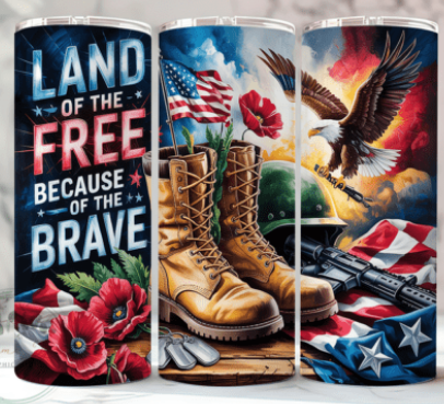 Land of the Free with Boots/Flag Sublimation Tumbler