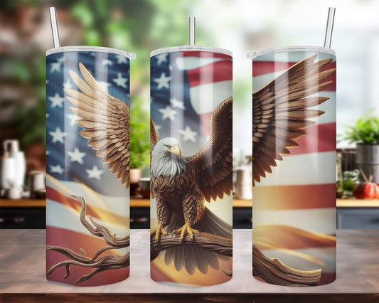 Large Eagle With Flag Sublimation Tumbler