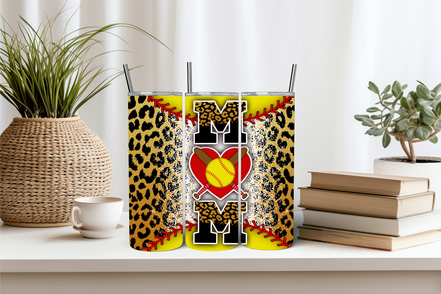 Leopard Softball Mom Tumbler