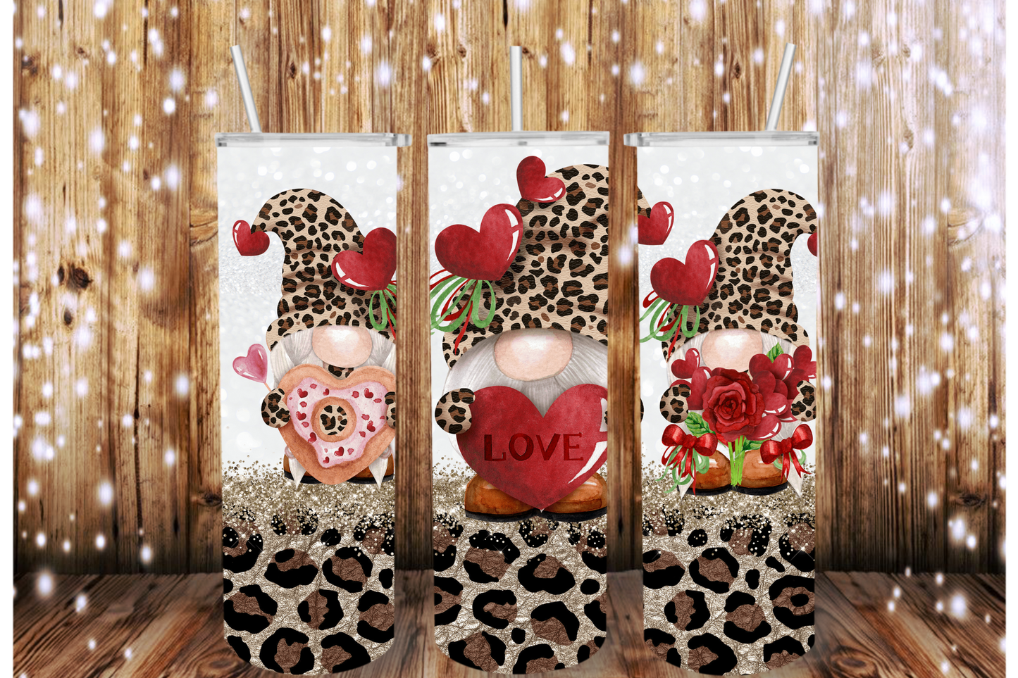Leopard Trio Gnome Valentine Tumbler