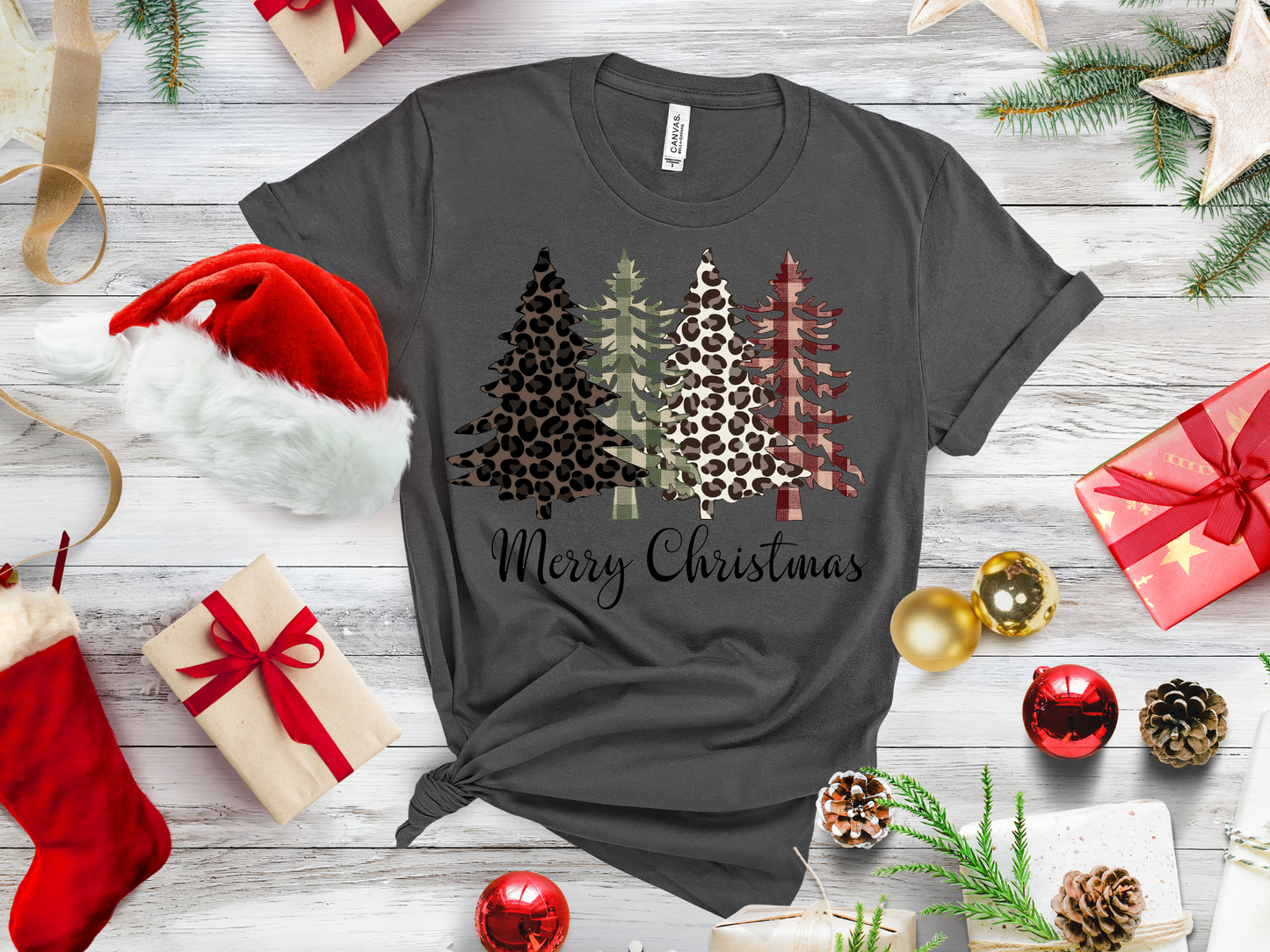 Leopard and Plaid Cluster Merry Christmas