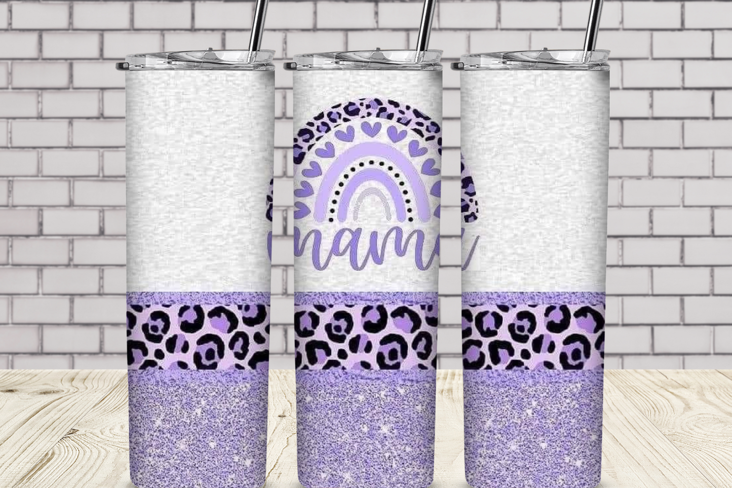 Mama and Purple Glitter 20 oz Sublimation Tumbler
