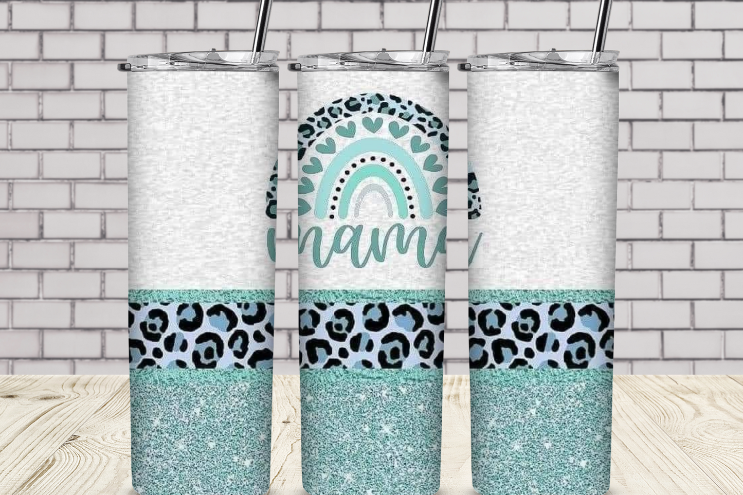 Mama and Turquoise Glitter 20 oz Sublimation Tumbler