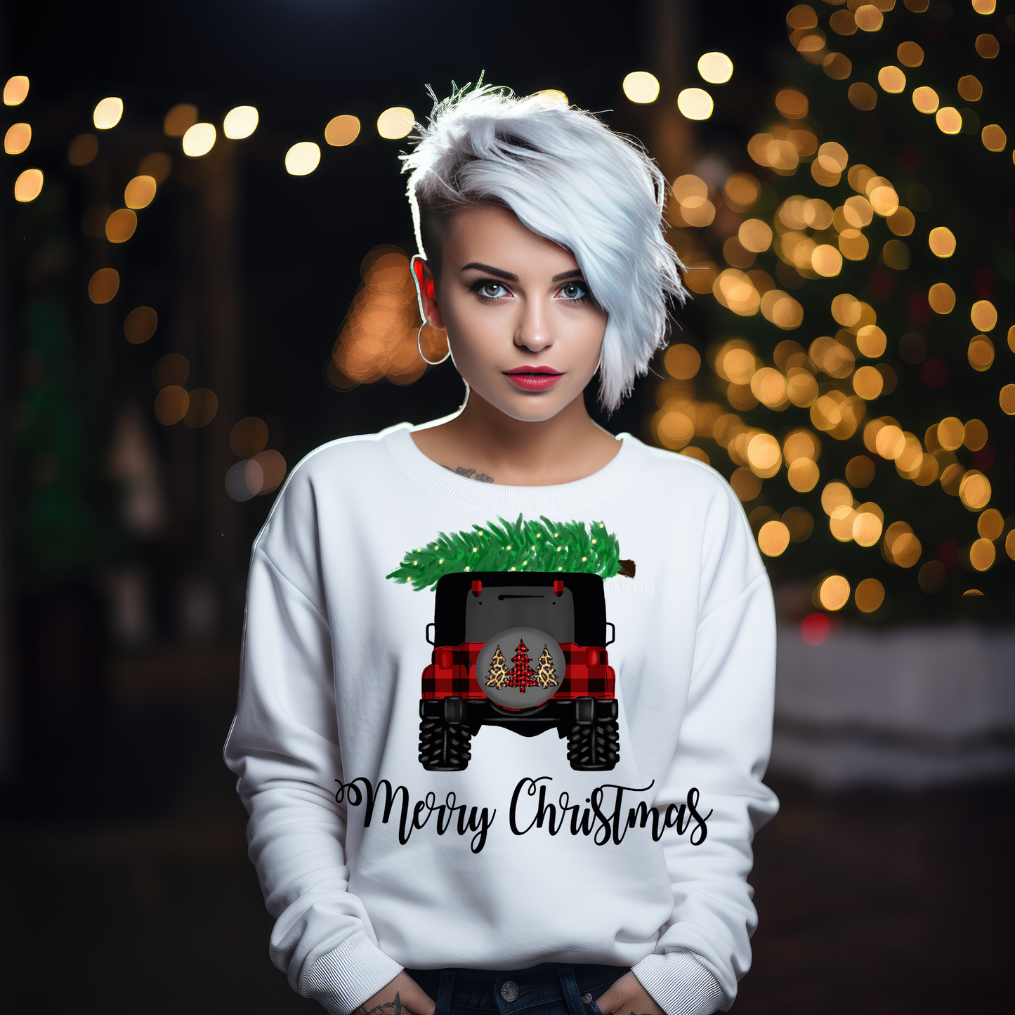 Merry Christmas Jeepers with Plaid Jeep