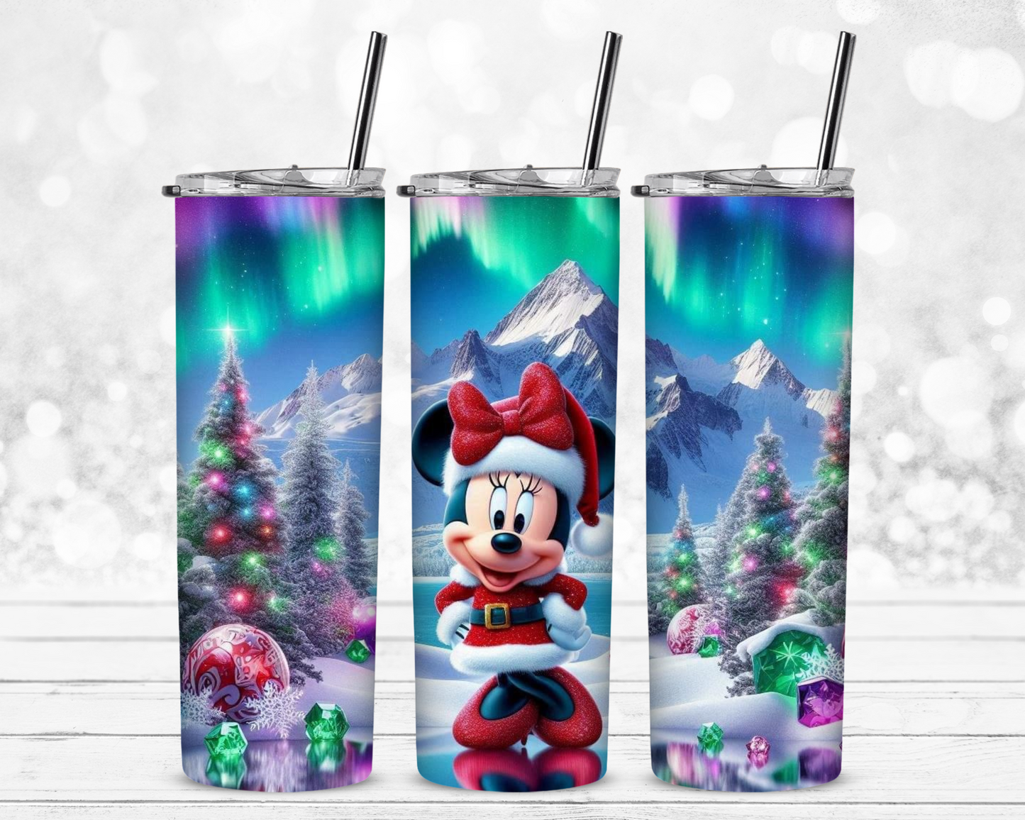 Mickey and The Northern Lights Christmas Sublimation Tumbler