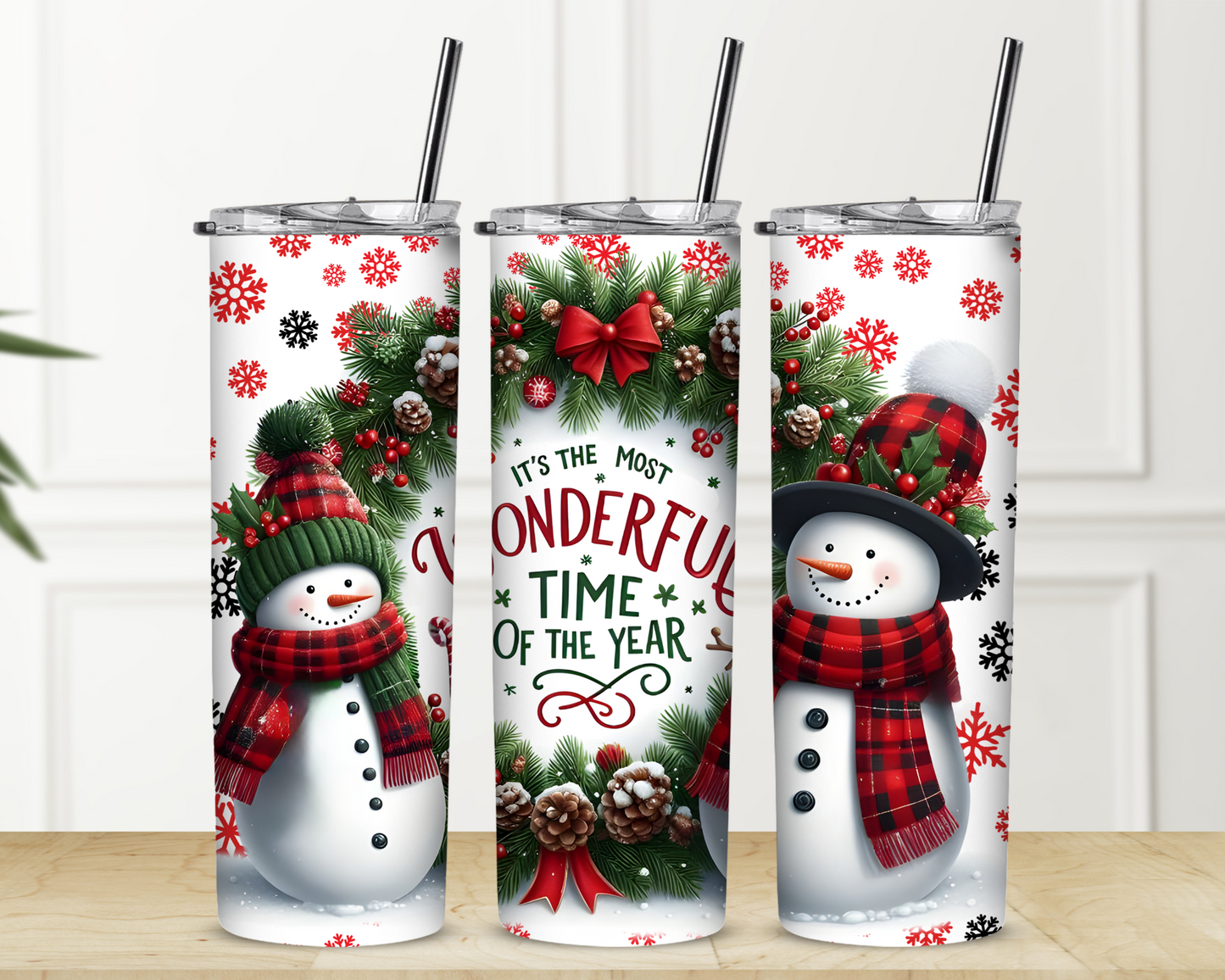 Most Wonderful Time of Year Snowman Sublimation Tumbler