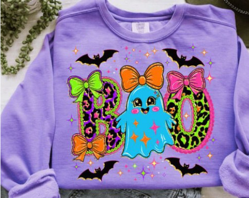 Neon Boo Ghost and Leopard Print