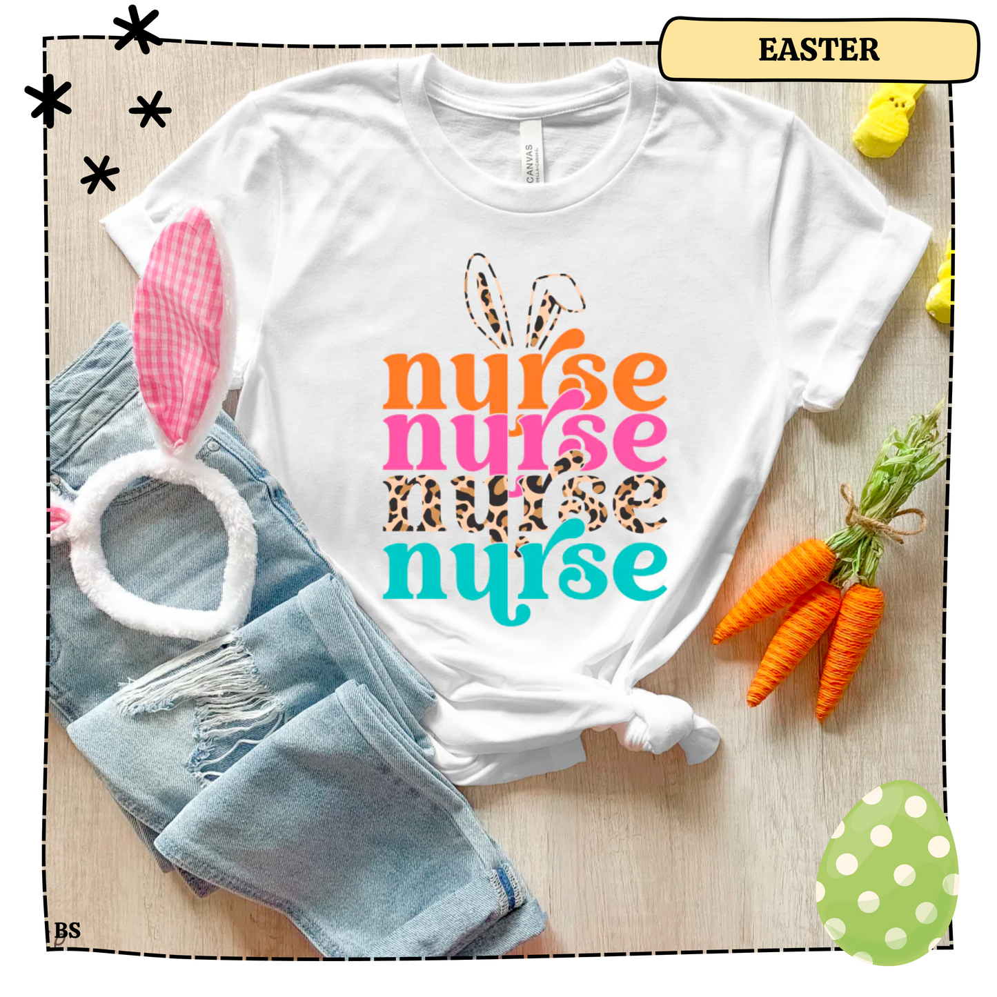 Nurse Easter Stacked with Ears