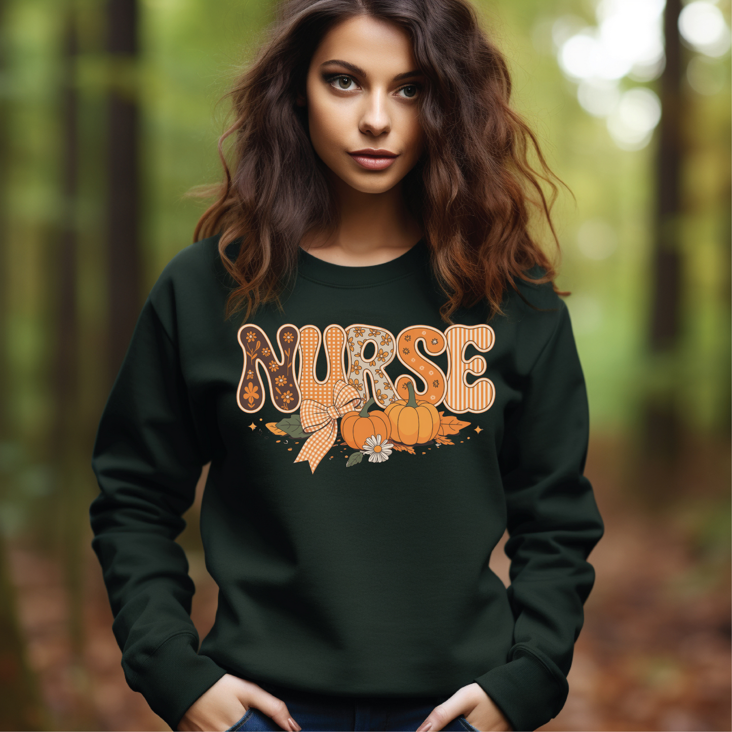 Nurse In Retro Multi Patterned Font Fall Themed