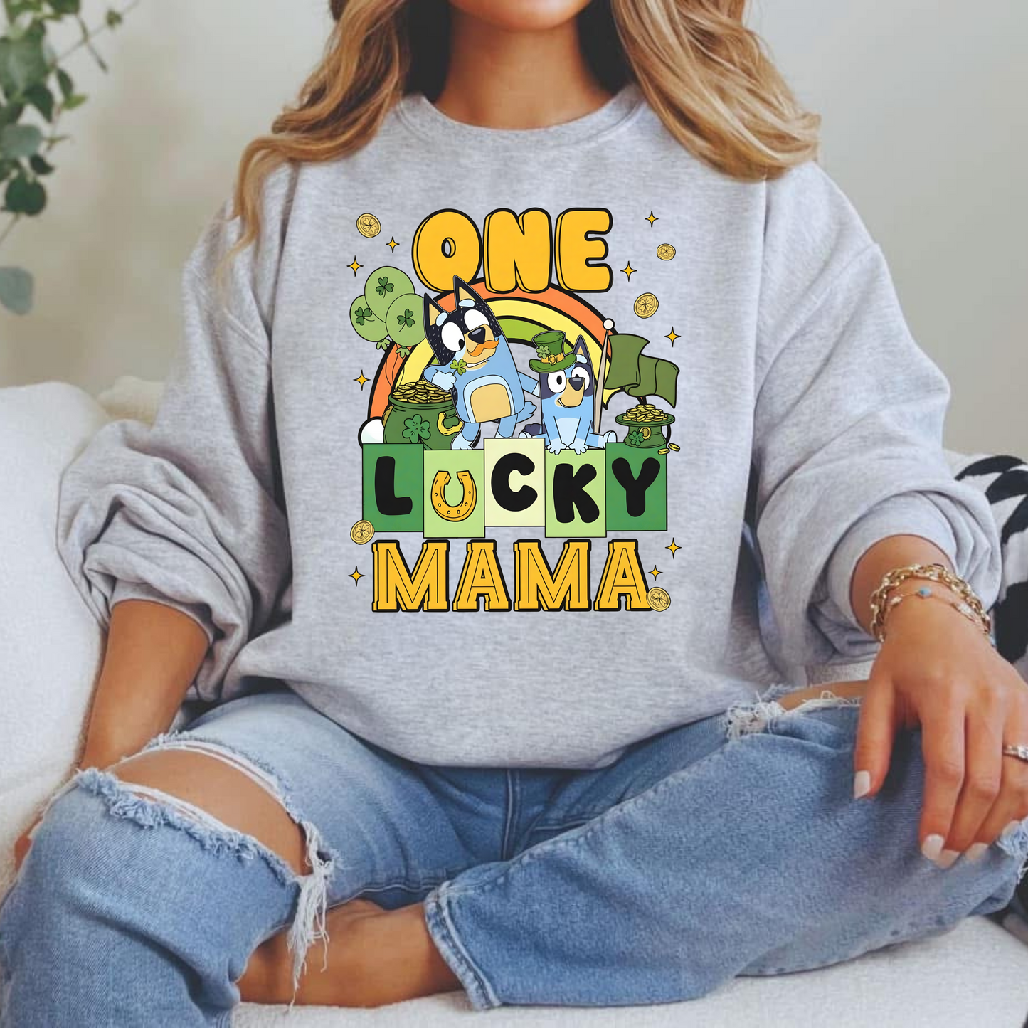 One Lucky Mama St. Patrick's Blue Dog