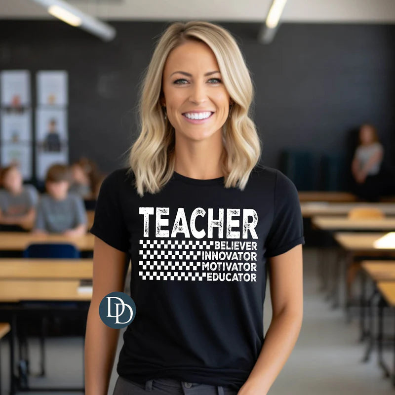 Oversized Teacher Words (White Ink)