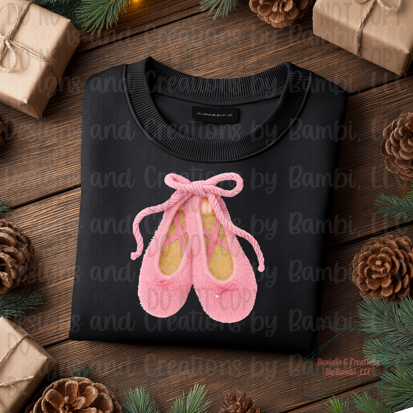 Faux Knit Pair of Pink Ballet Shoes