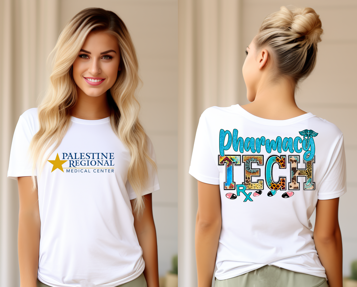 PRMC Pharmacy Tech Faux Blue Glitter and Leopard