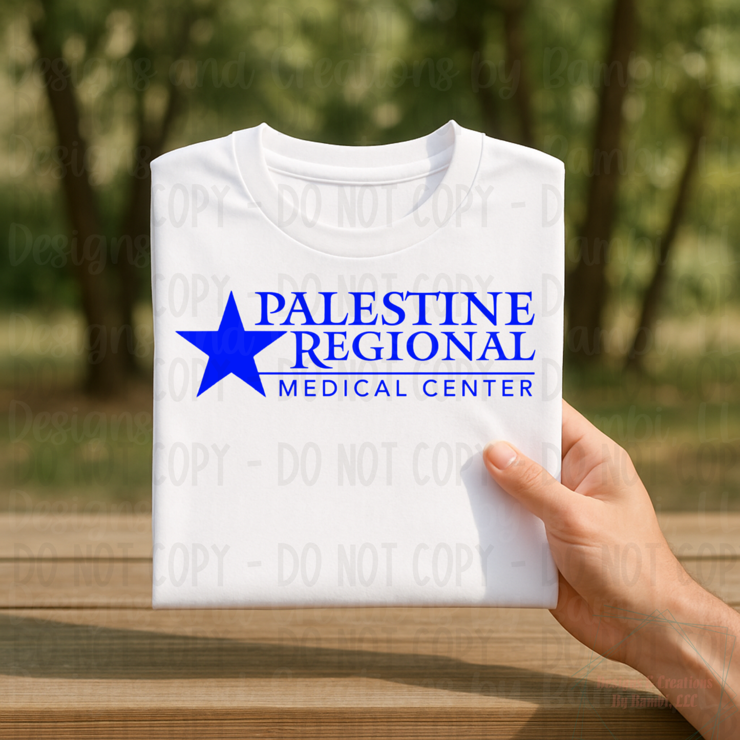 Palestine Regional Medical Center in Royal Blue Font