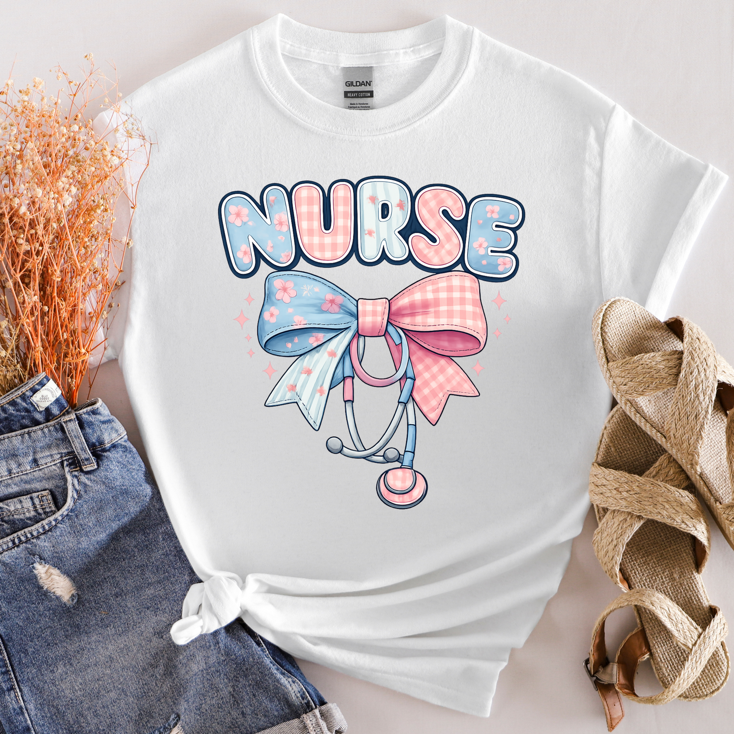 Preppy Pastel Nurse with Bow
