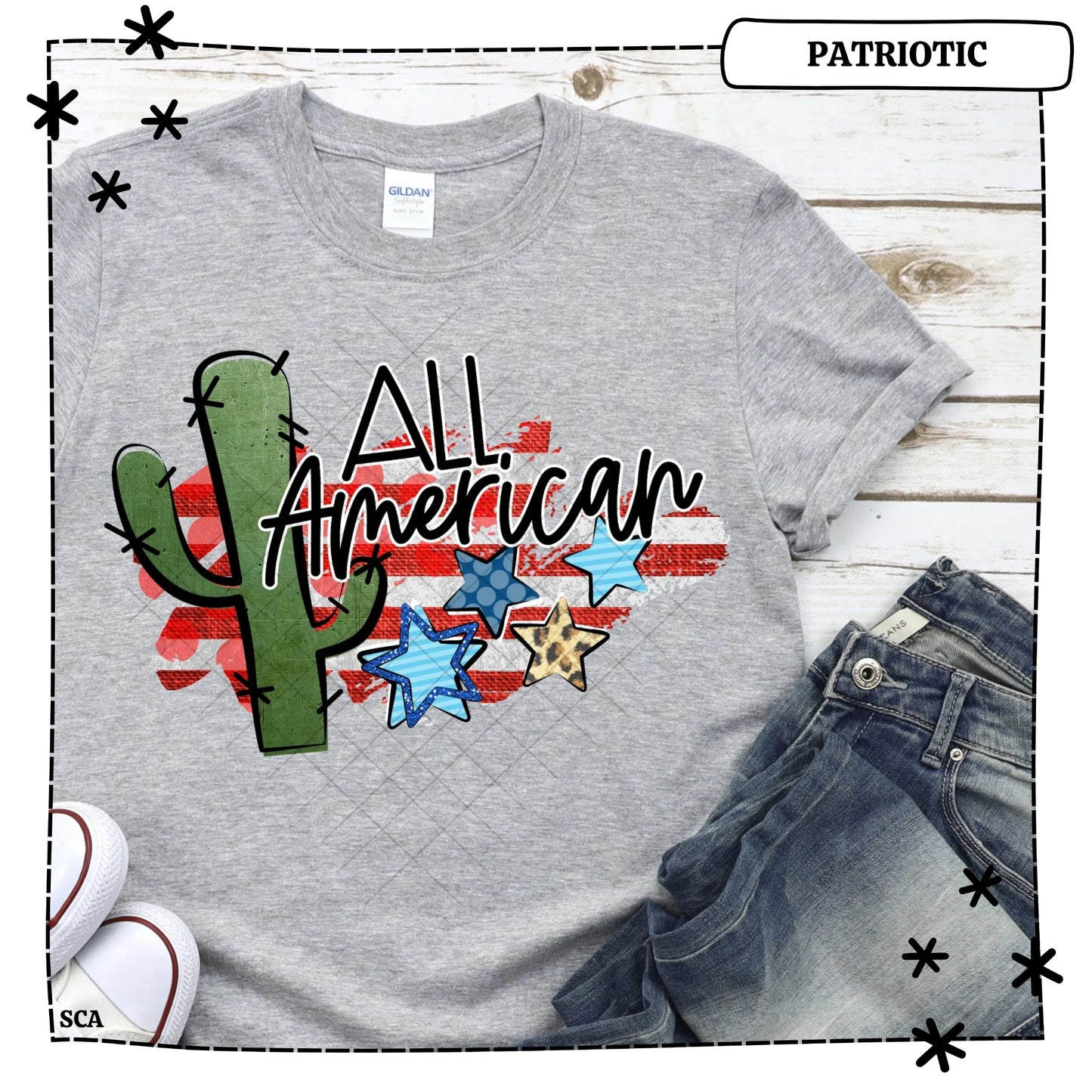 Patriotic All American with Cactus