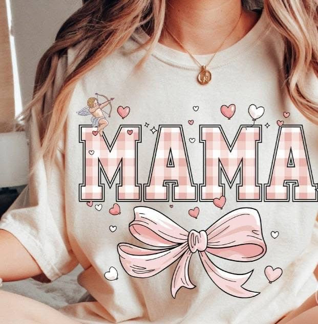 Pink White Faux Embroidery Mama