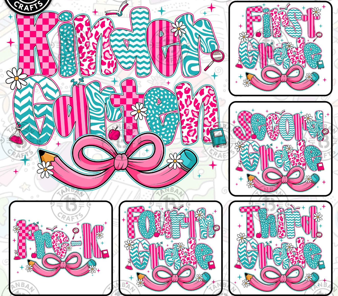 Pink and Turquoise Grades Pre K Through Fourth Grade Collection