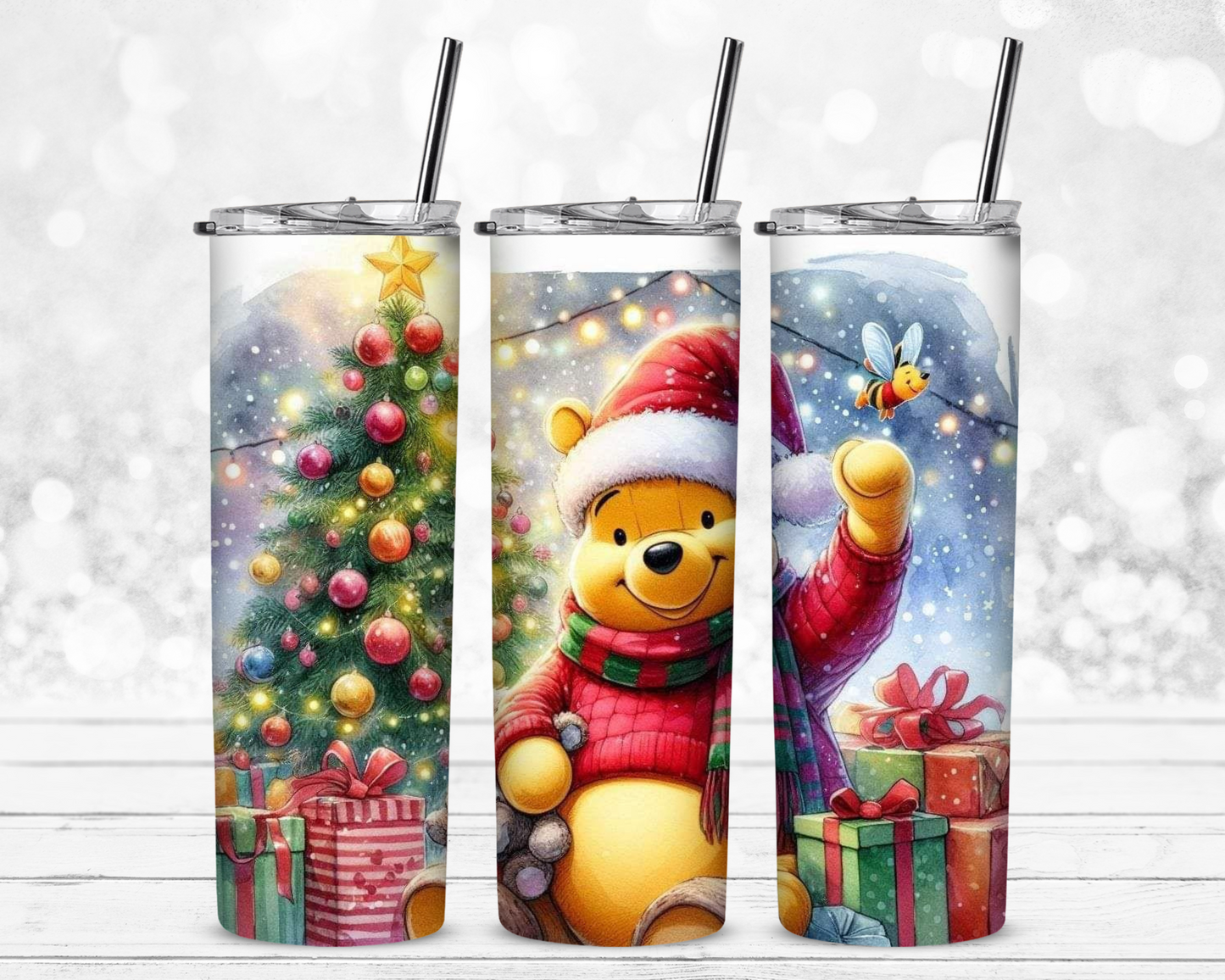 Pooh and Christmas Sublimation Tumbler