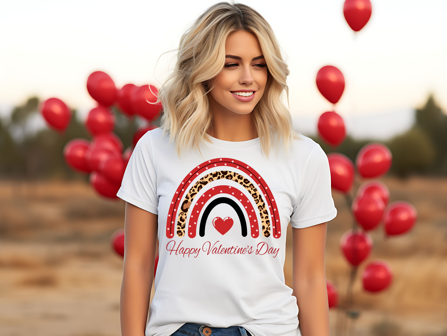 Rainbow Happy Valentine's Day in Red