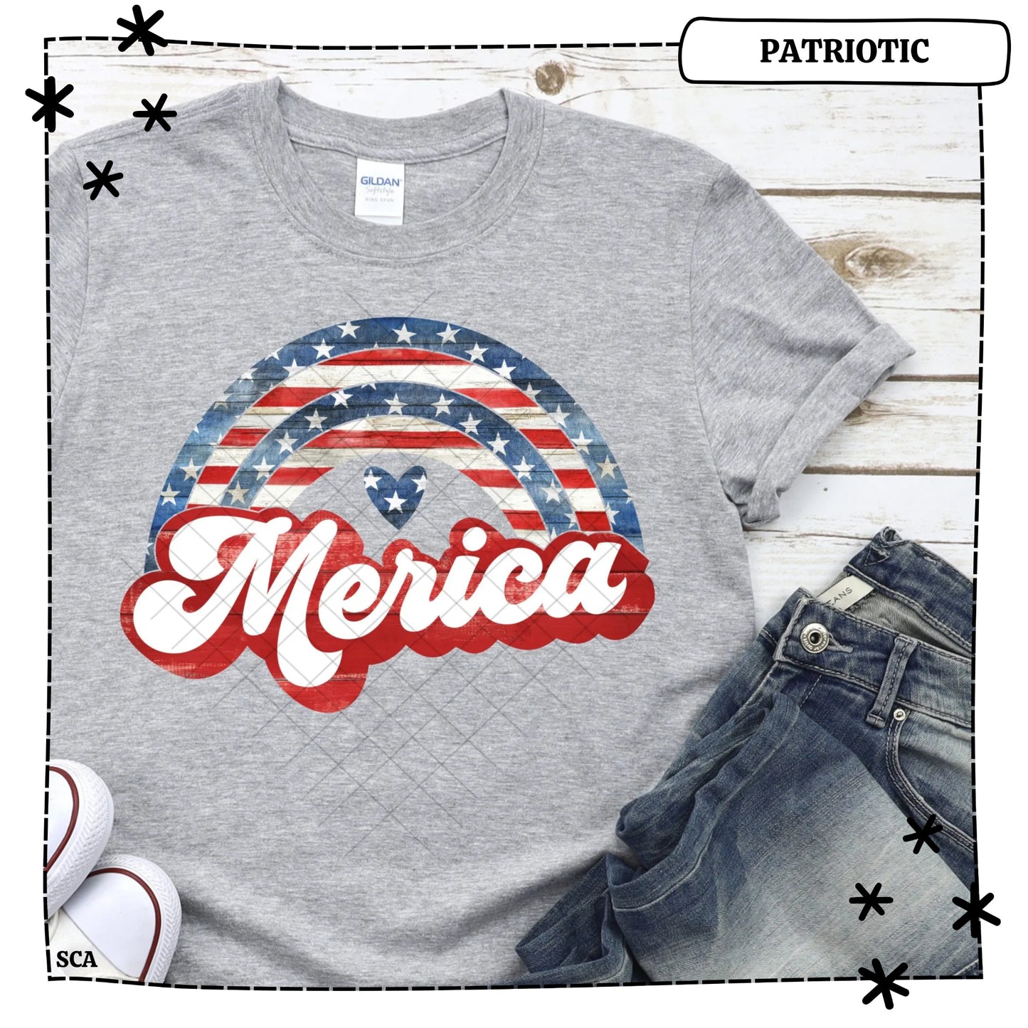 Rainbow Patriotic Merica Retro Style