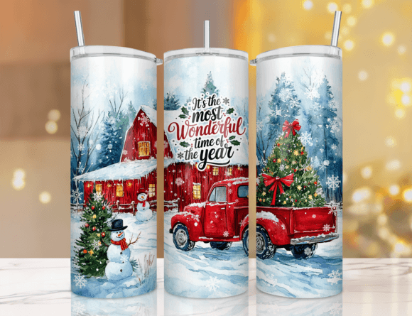 Red Truck Christmas Sublimation Tumbler