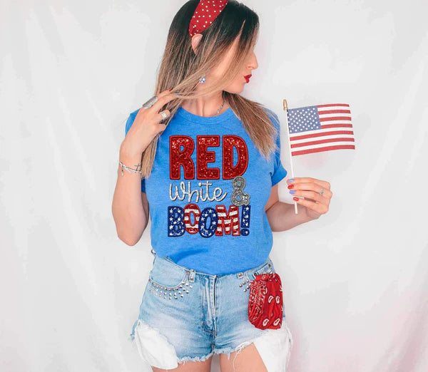 Red White & Boom Faux Embroidery