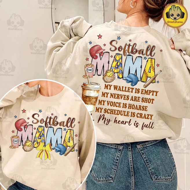Retro Softball Mama (Front/Back)