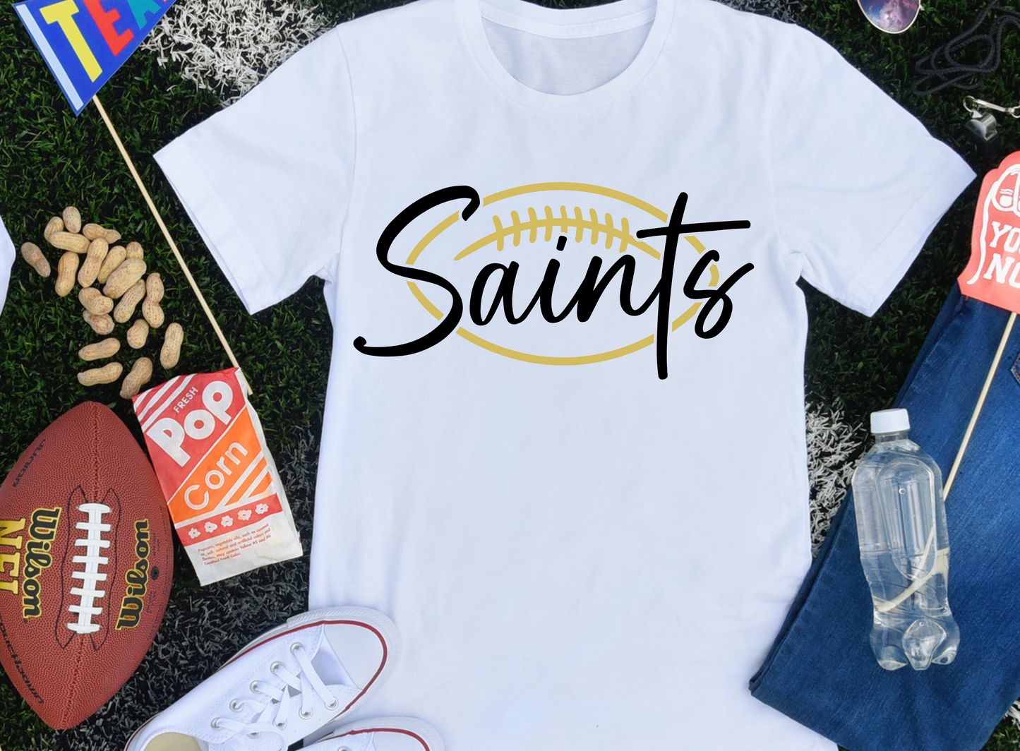 Saints with Football