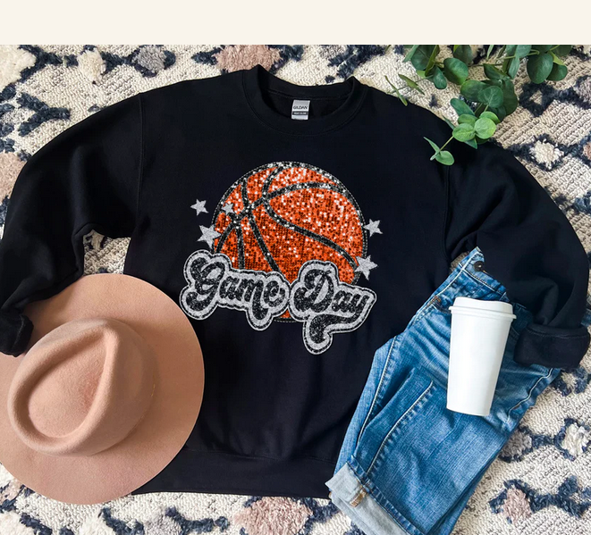 Retro Basketball Game Day in Faux Sequin