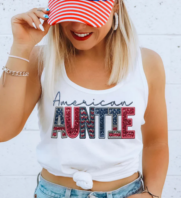 Patriotic American Titles in Faux Embroidery/Sequin