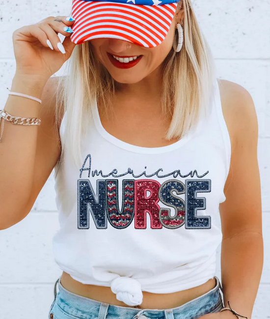 Patriotic American Titles in Faux Embroidery/Sequin