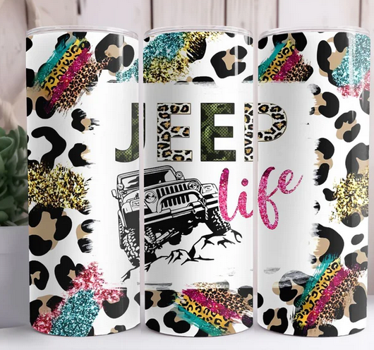 Animal Print Jeep Life Sublimation Tumbler