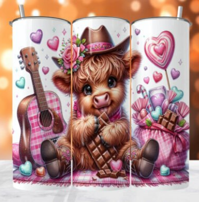 Highland Cow-Valentine's Day-Chocolate Sublimation Tumbler