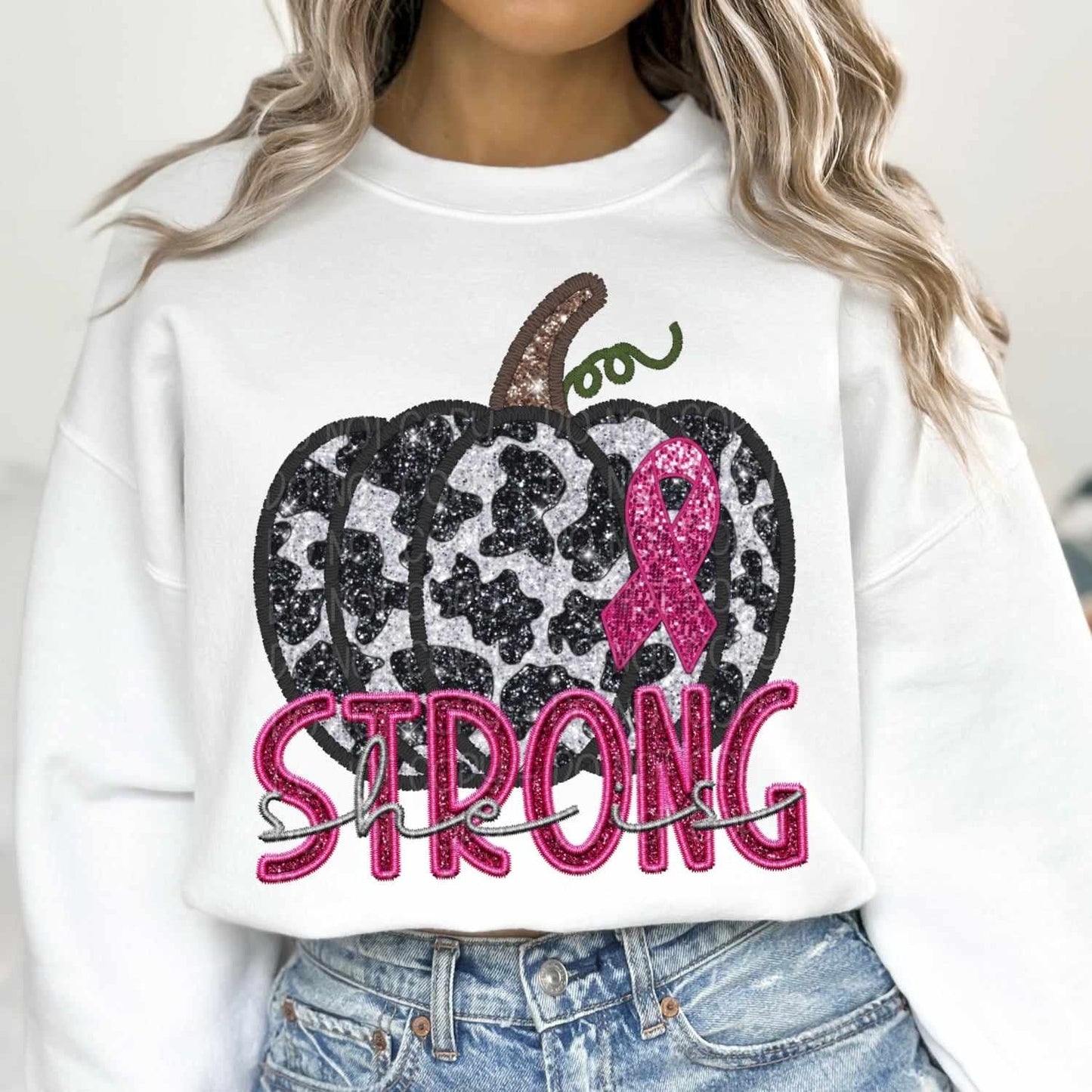 She is Strong Breast Cancer Cow Pumpkin