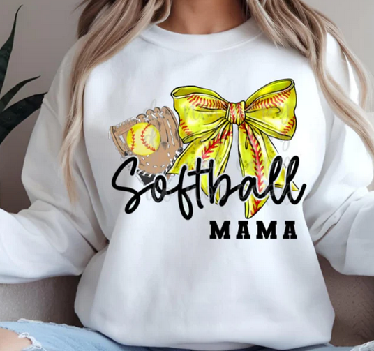 Softball Mama Yellow Bow