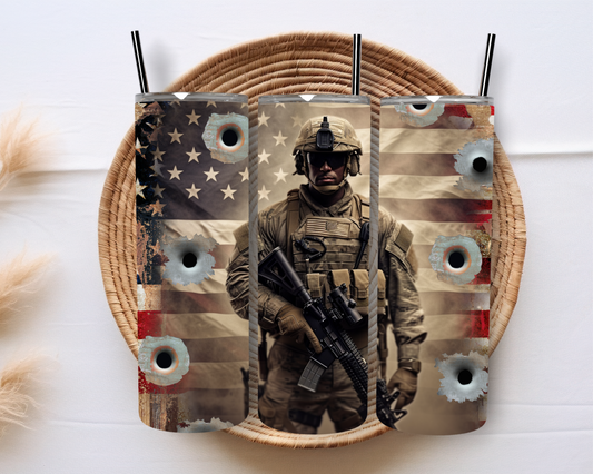 Soldier USA Flag Sublimation Tumbler