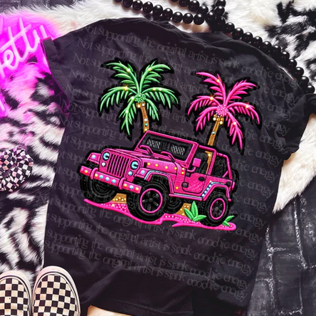 Sparkly Pink J With Palm Trees