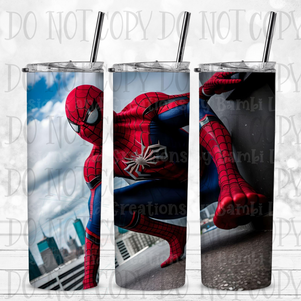 20 oz Sublimation Spidey on Roof Tumbler