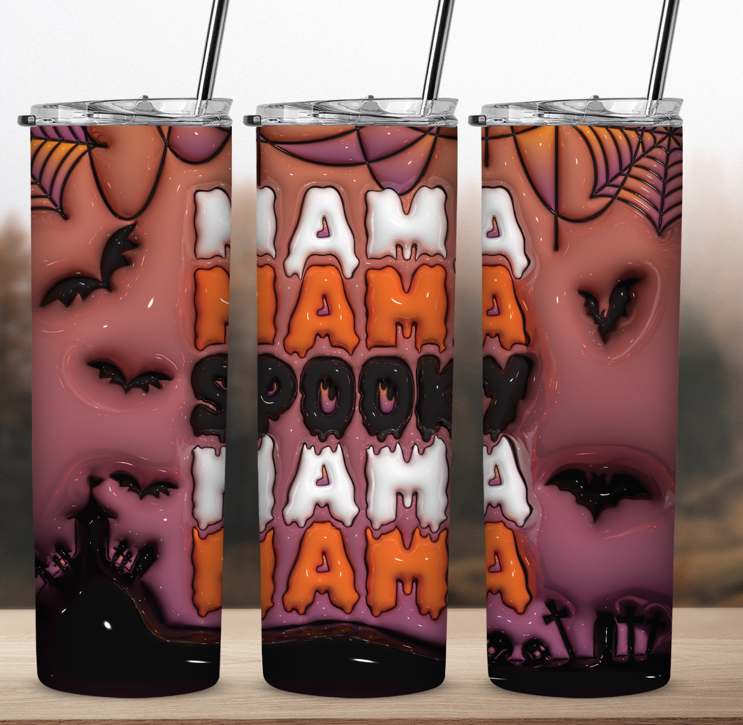 Spooky Mama 3D Puff 20 oz Sublimation Tumbler