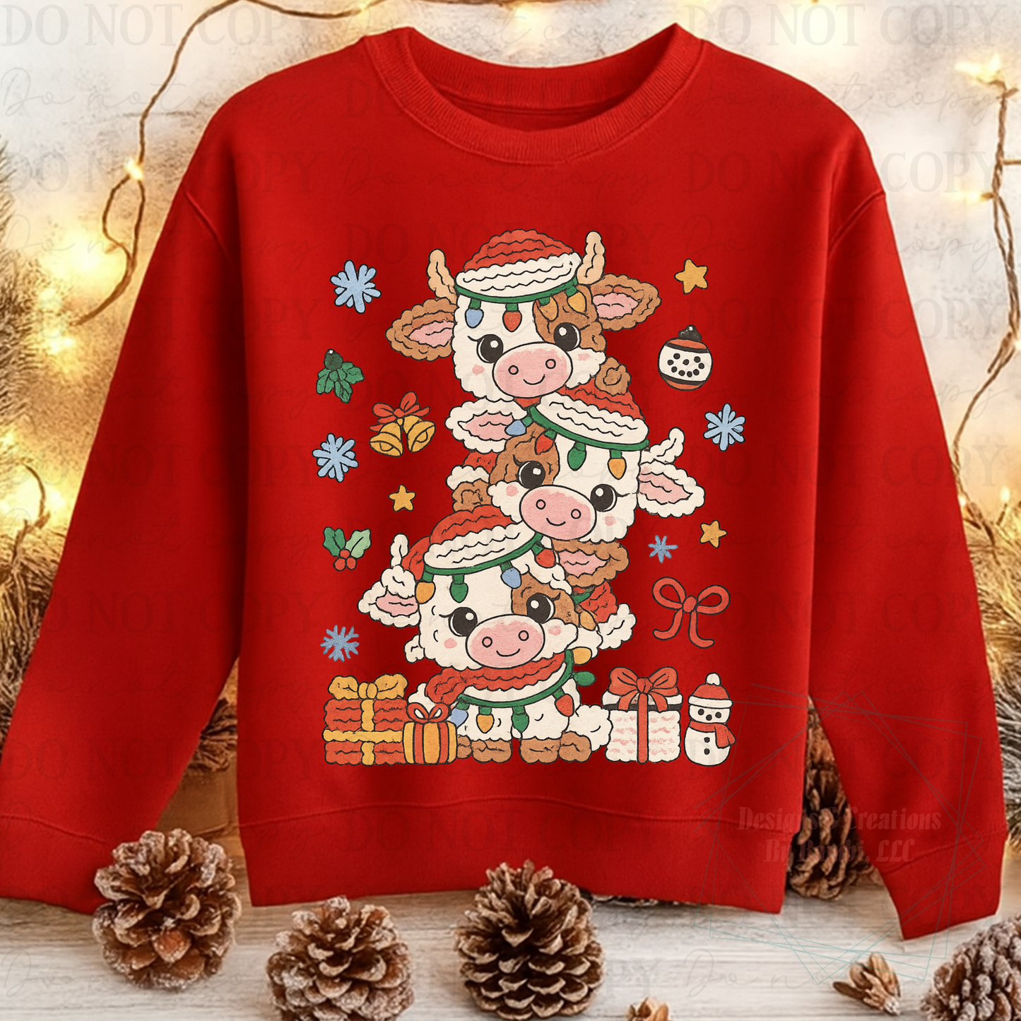 Stacked Christmas Cows