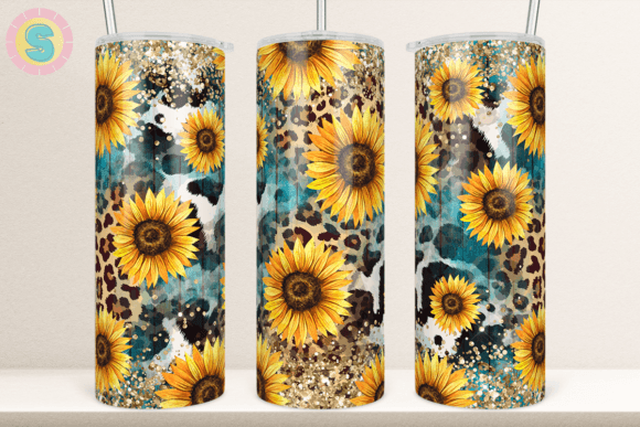 Sunflowers Cowhide Leopard Tumbler