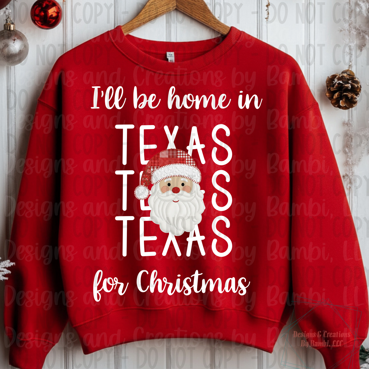 I'll Be Home in States Santa Face with White Font Collection