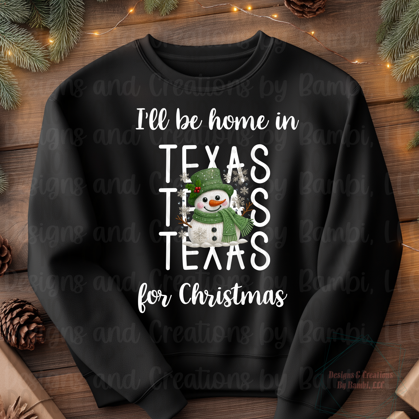I'll Be Home in States Sage Snowman with White Font Collection