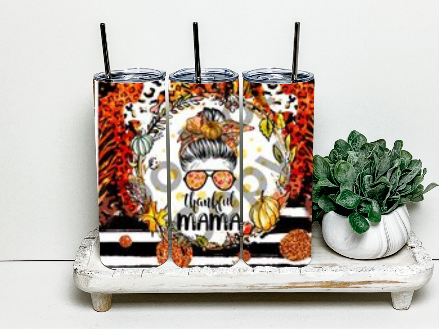 Thankful Mama with Figurine 20 oz Sublimation Tumbler